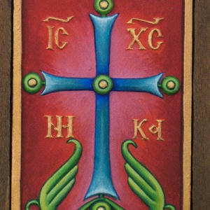 Плакетка «Крест - Спасение дому сему» в киоте