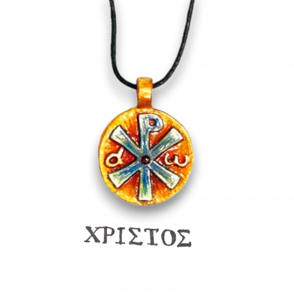 Медальон "Христос Учитель" - Роспись и полудрагоценные камни