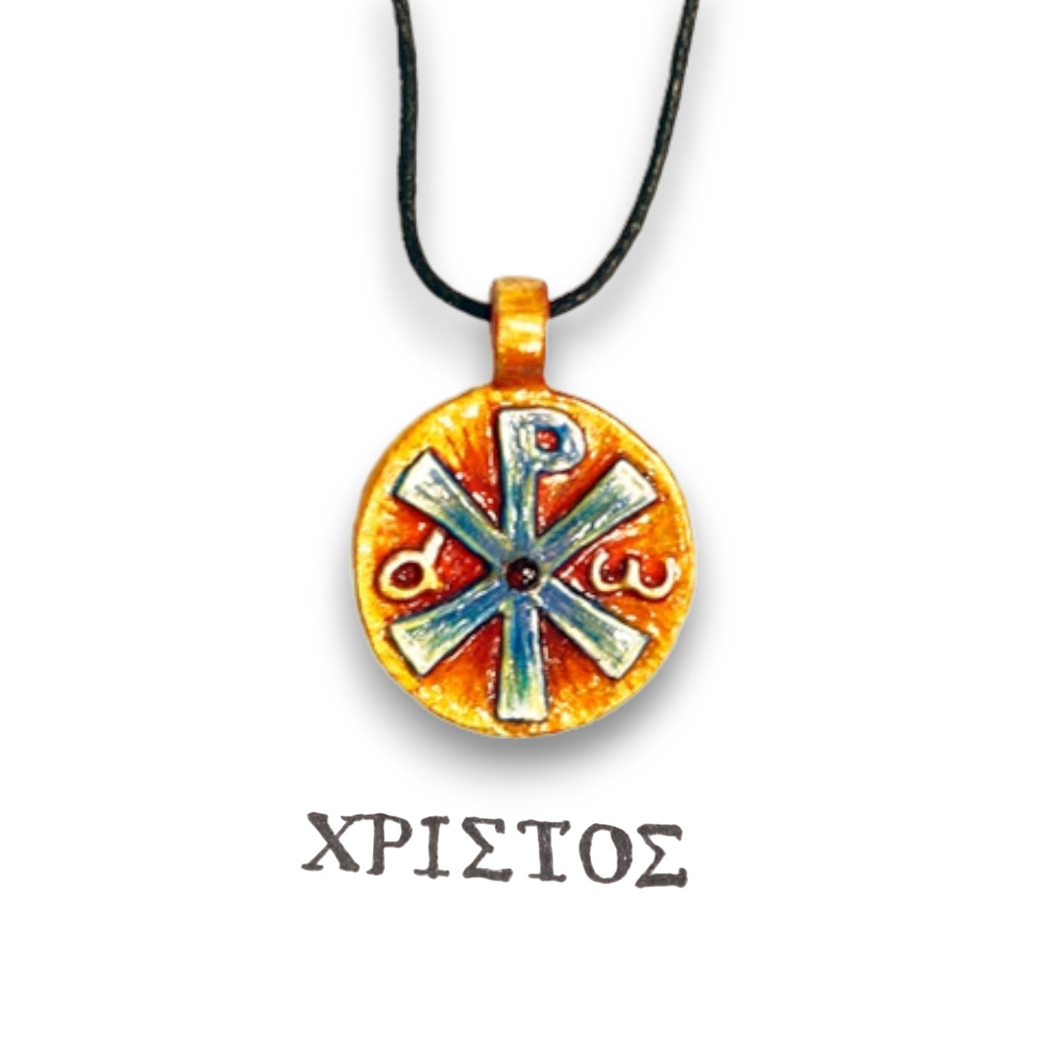 Медальон "Христос Учитель" - Роспись и полудрагоценные камни Медальон "Христос Учитель" - Роспись и полудрагоценные камни