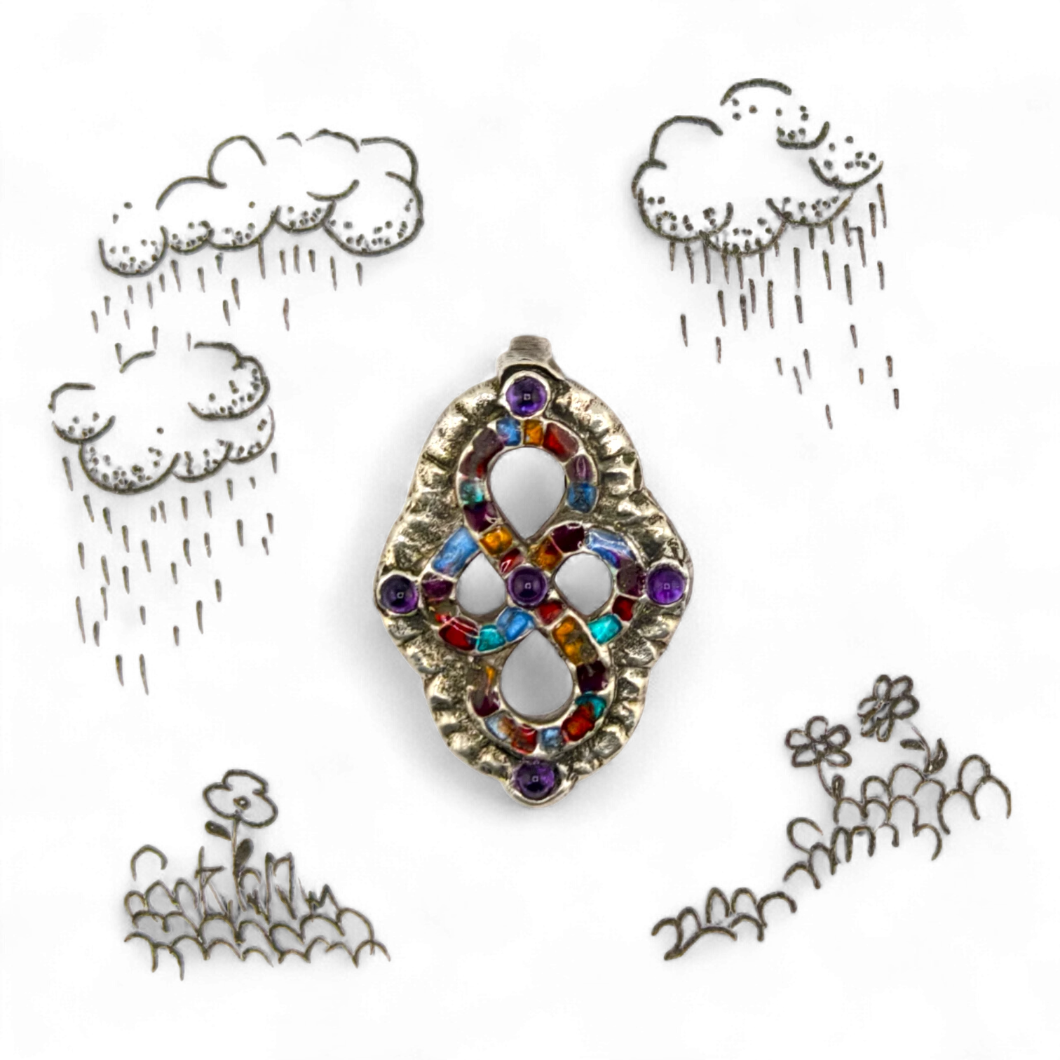 Медальон "Премудрость Божия" - Эмаль и п/д камни