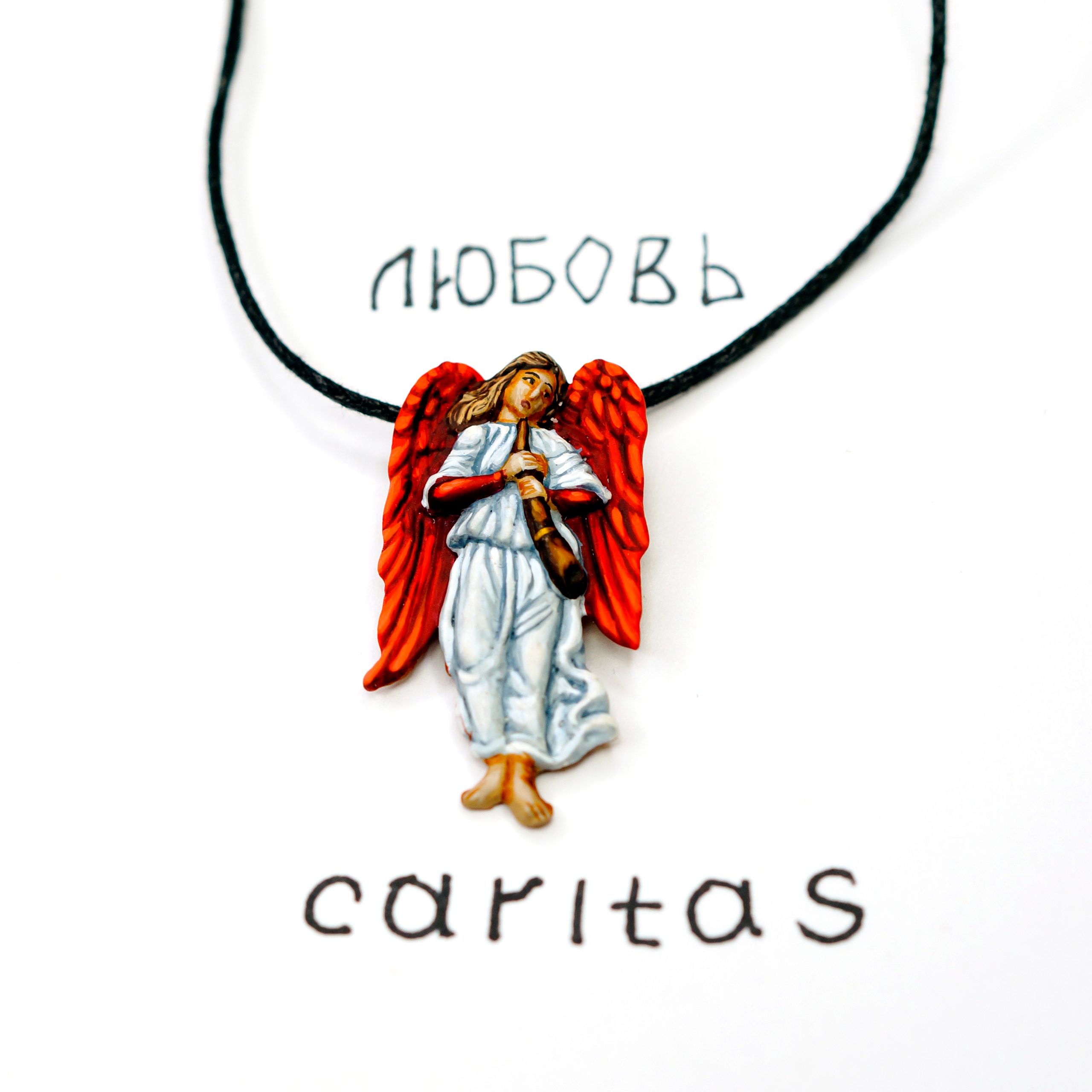 Медальон «Ангел-музыкант Любовь» - Авторская роспись