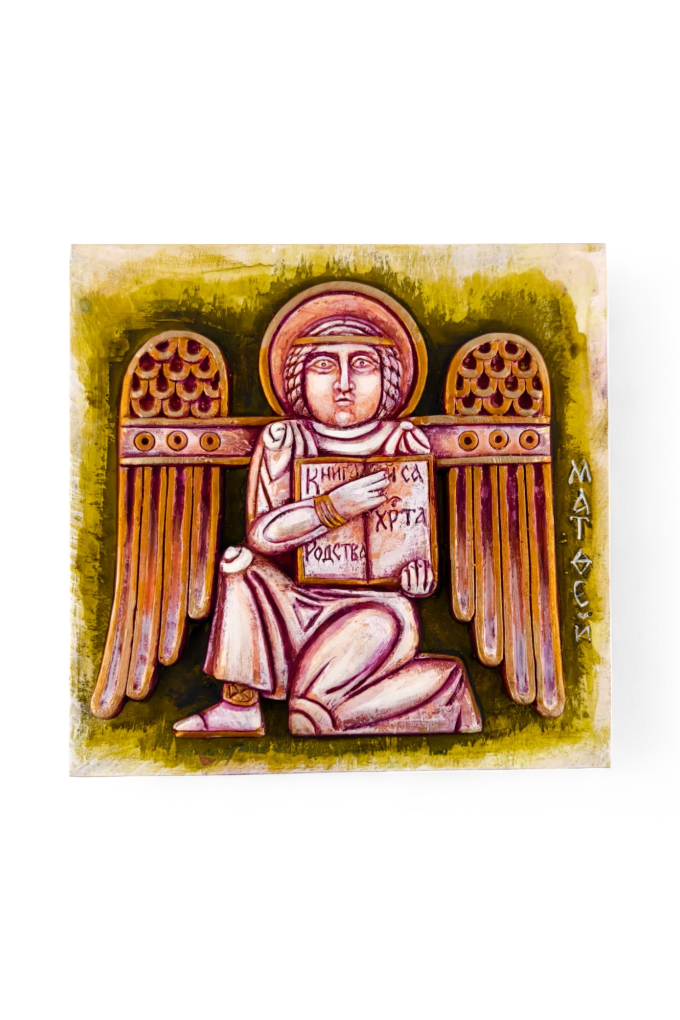 Плакетка "Ангел" - символ евангелиста Матфея - Авторская роспись