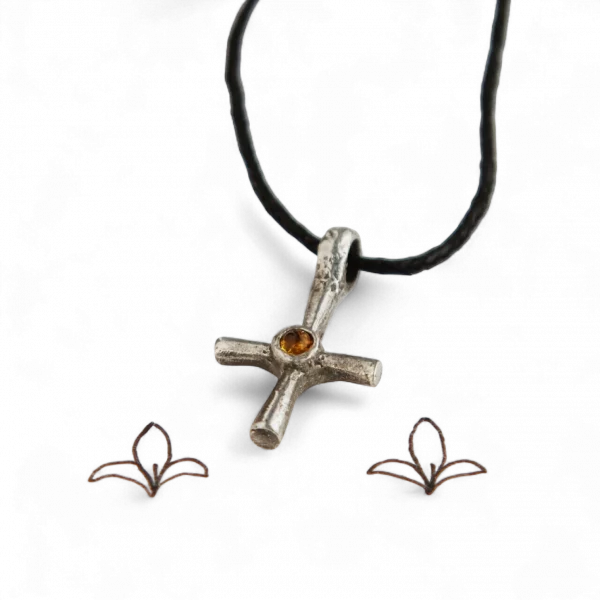 Нательный крестик "Чистота" - Полудрагоценные камни