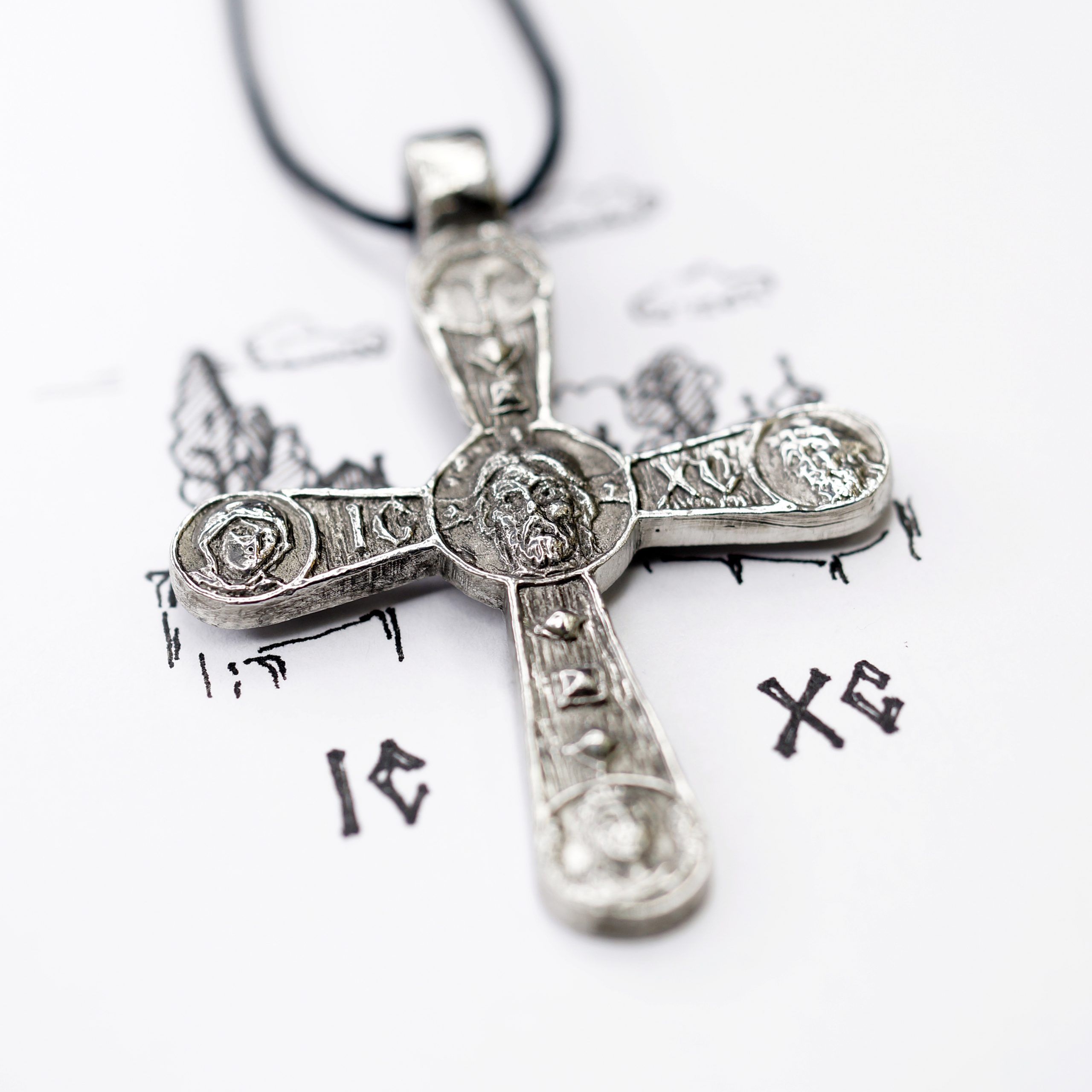 Нательный крестик "Византийский" - Чернение