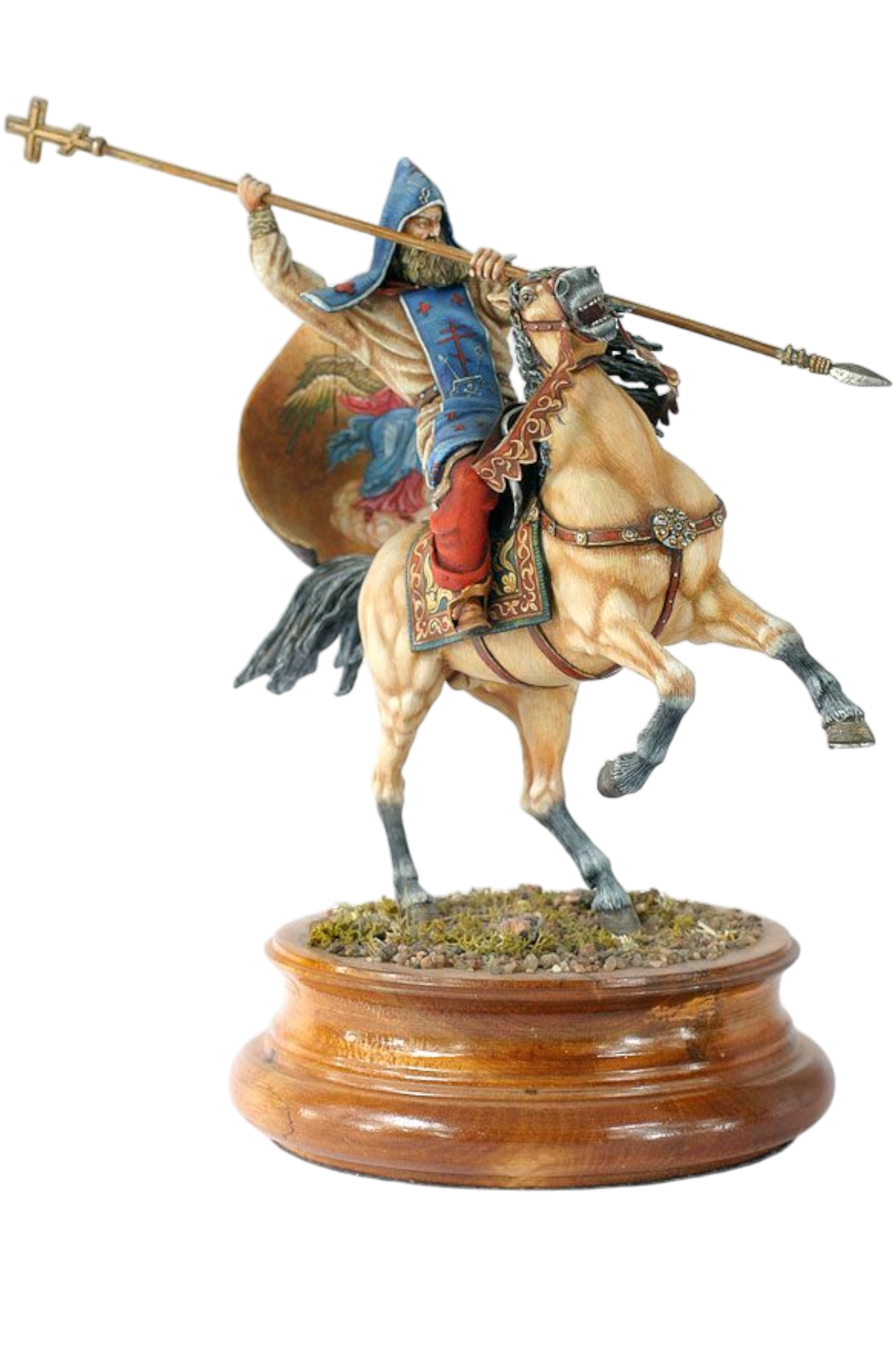 Святой Александр Пересвет (на коне с крестом) - Эксклюзивная роспись