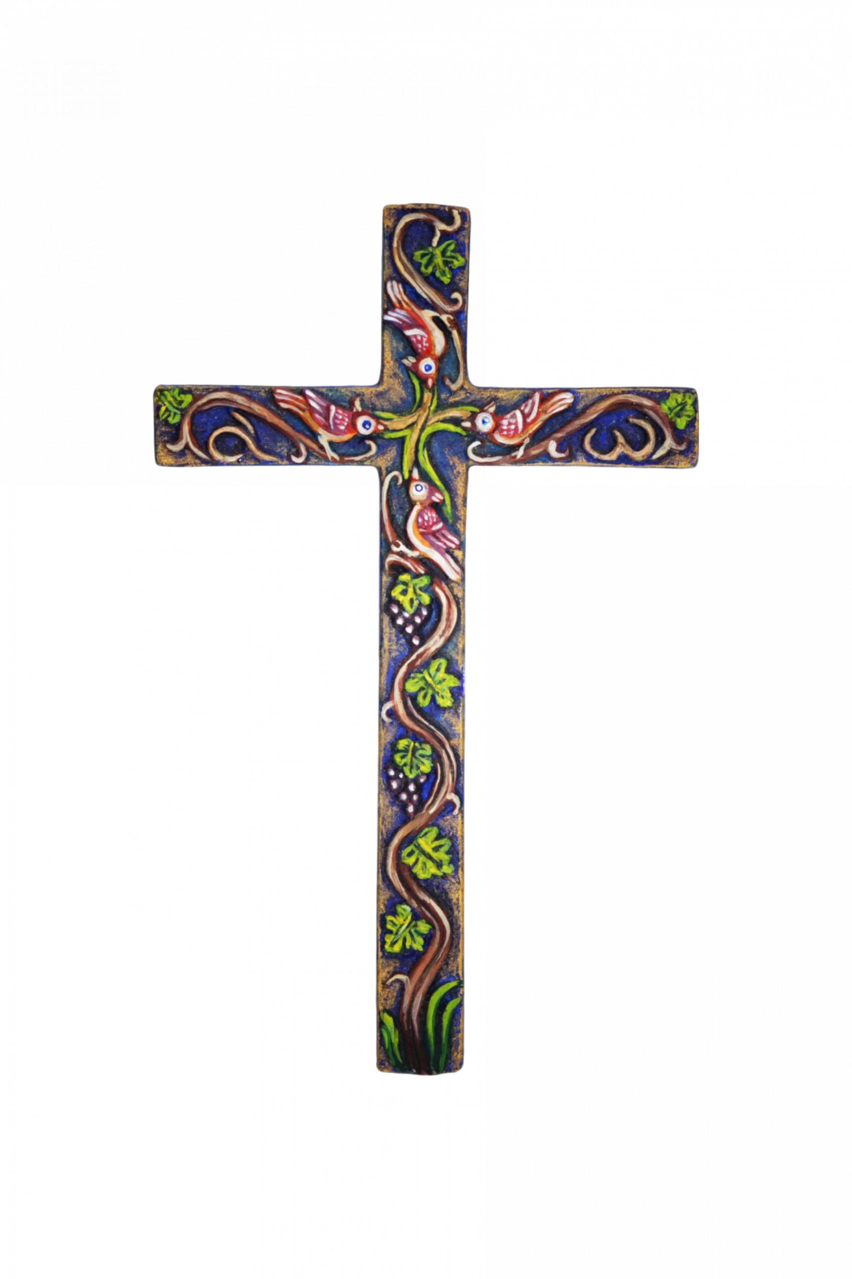 Плакетка-крест "Виноградарь" - Авторская роспись