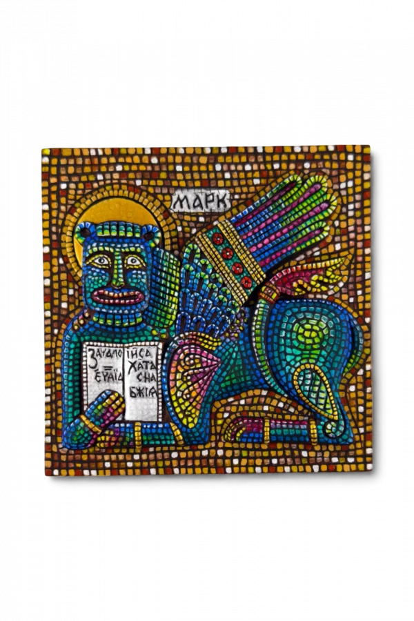 Плакетка "Лев" - символ евангелиста Марка - Эксклюзивная роспись