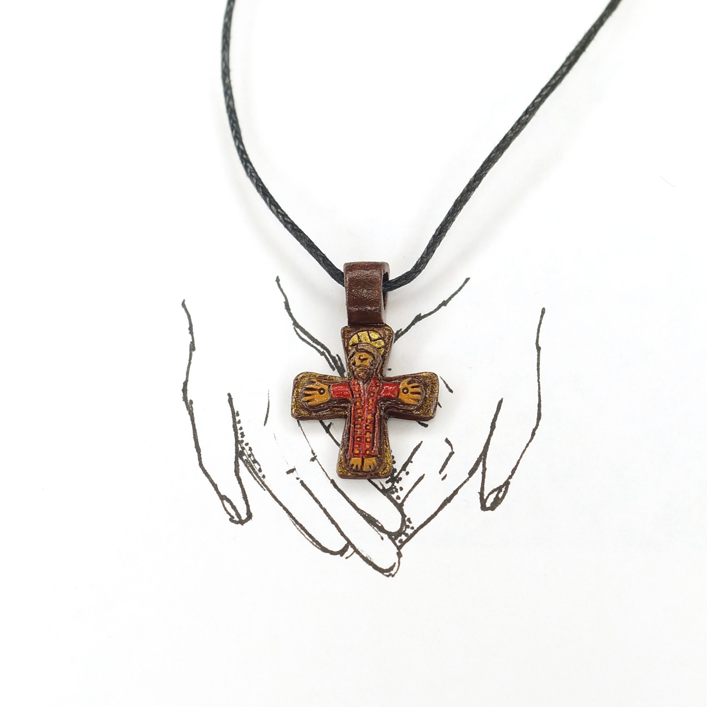 Нательный крестик "Объятия Отча" - Авторская роспись Нательный крестик "Объятия Отча" - Авторская роспись