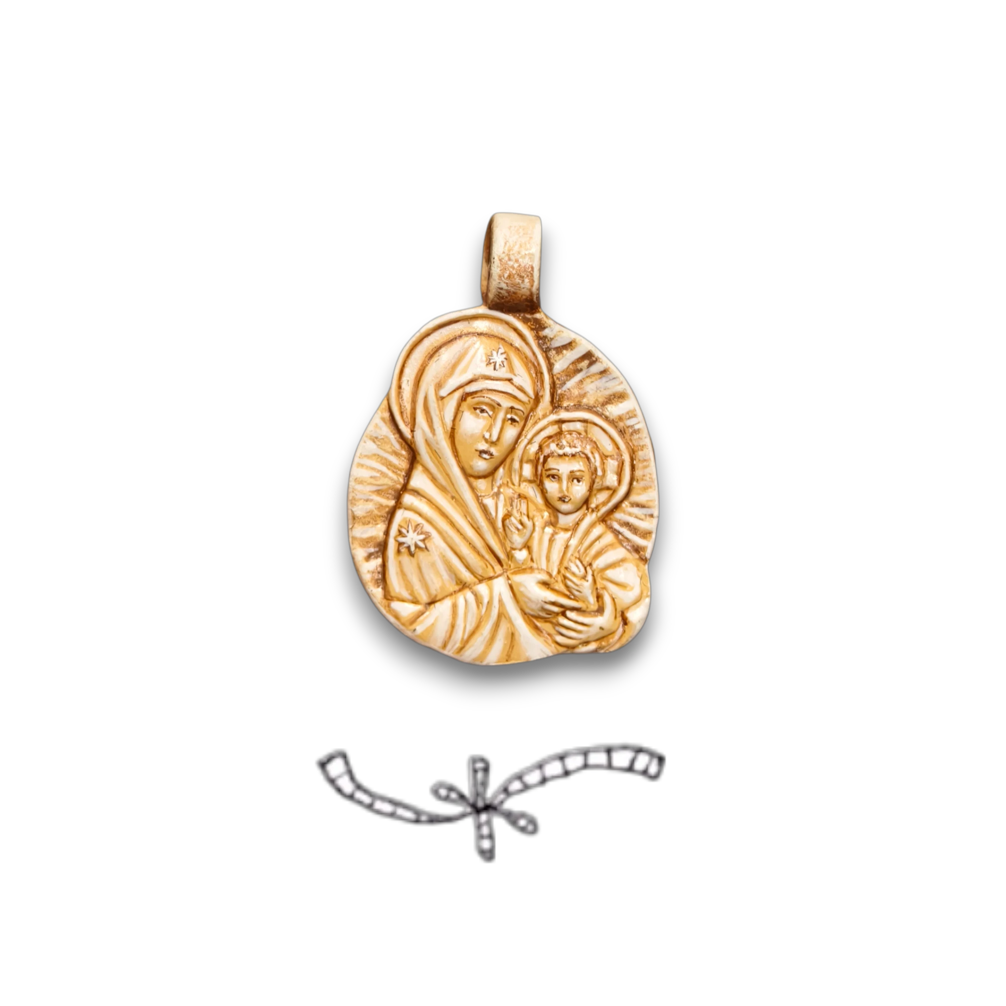 Медальон "Благого Царя Благая Мати" - Роспись под кость