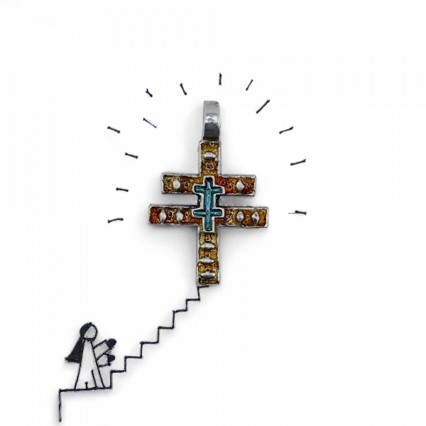 Нательный крестик "Восхождение" - Эмаль