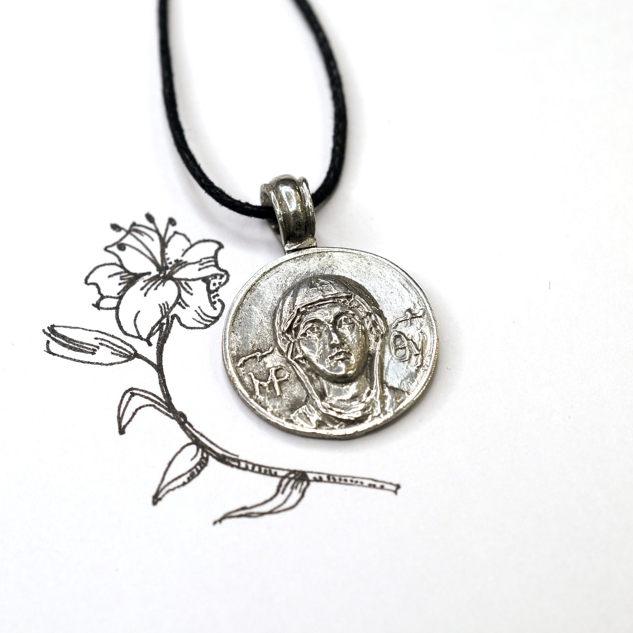 Медальон "Богородица" - Чернение