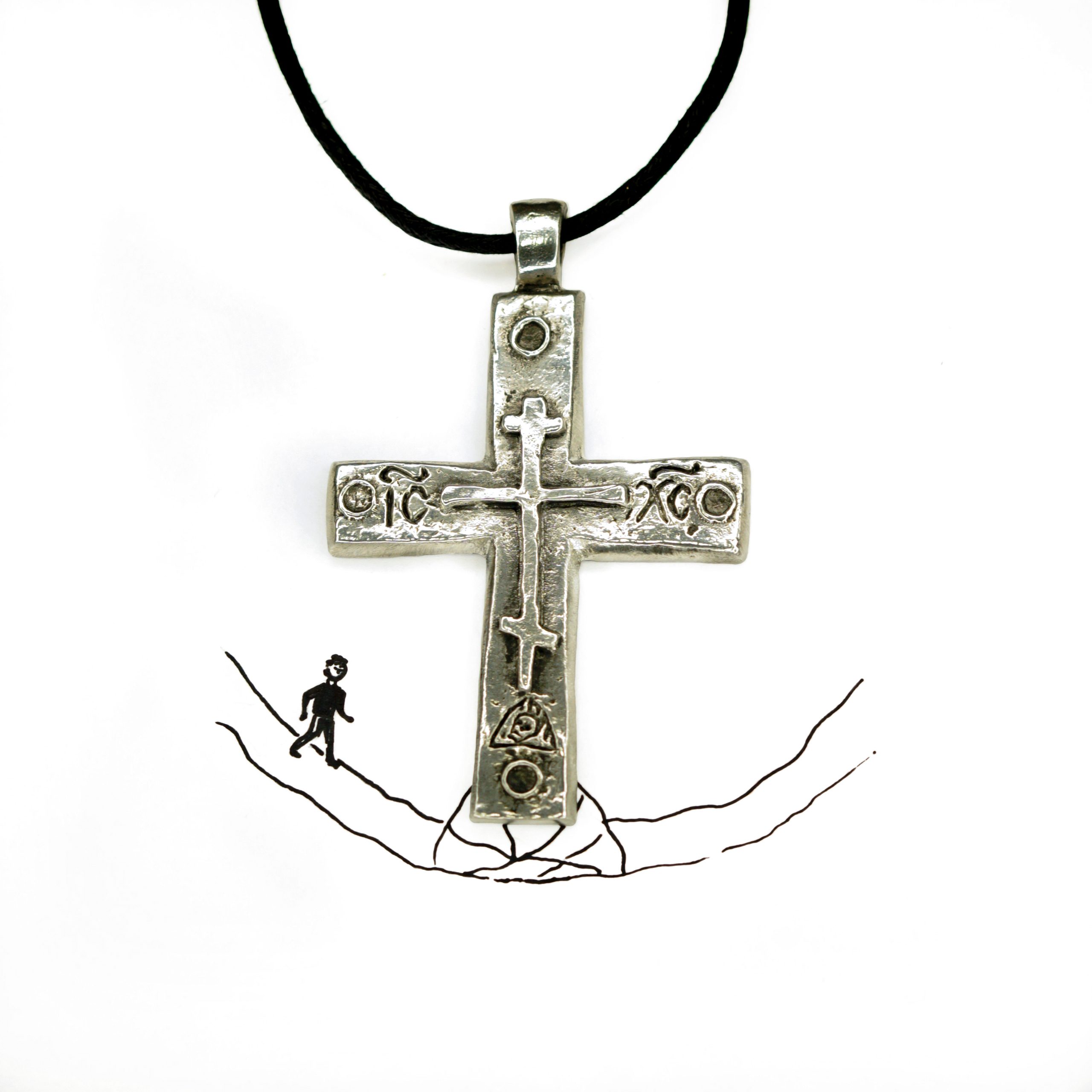 Крест "Путь спасения" - Чернение Изображение товара: нательного крестика 'Путь спасения' от мастерской Адама, православный крест