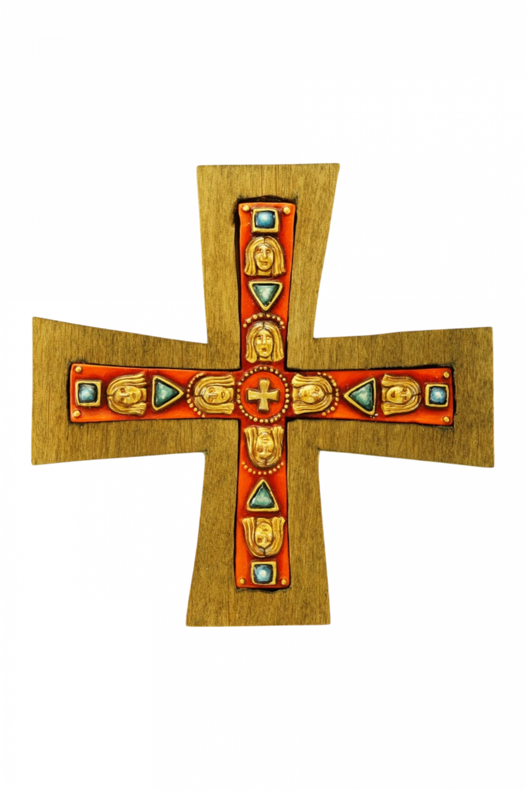 Плакетка-крест "Хвала Господу" - В киоте, Авторская роспись