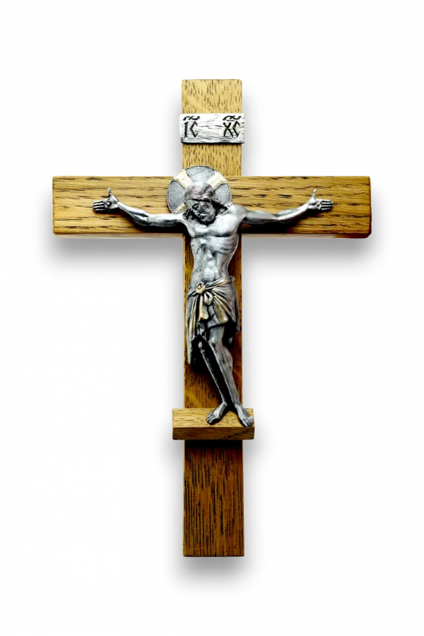 Распятие Иисуса Христа (настенный плакетка-крест) - Чернение, дуб