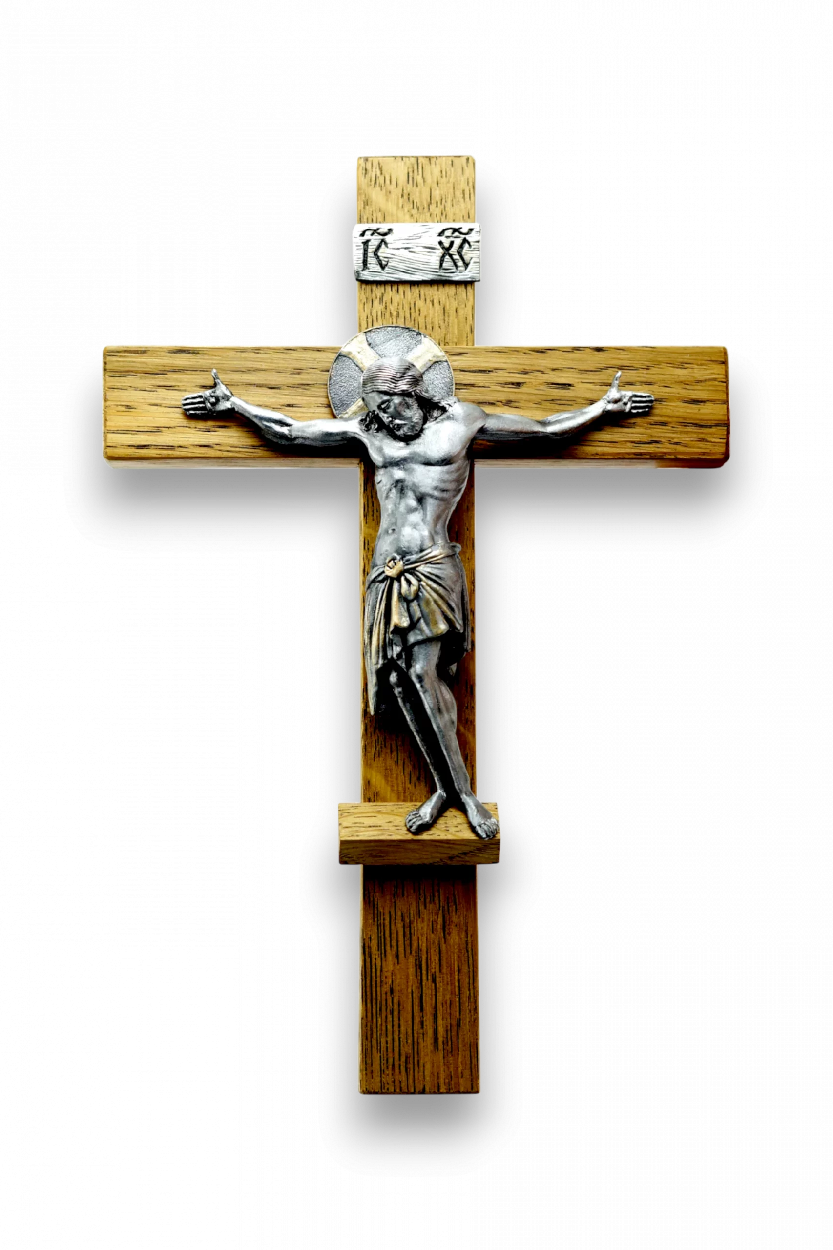 Распятие Иисуса Христа (настенный плакетка-крест) - Чернение, дуб