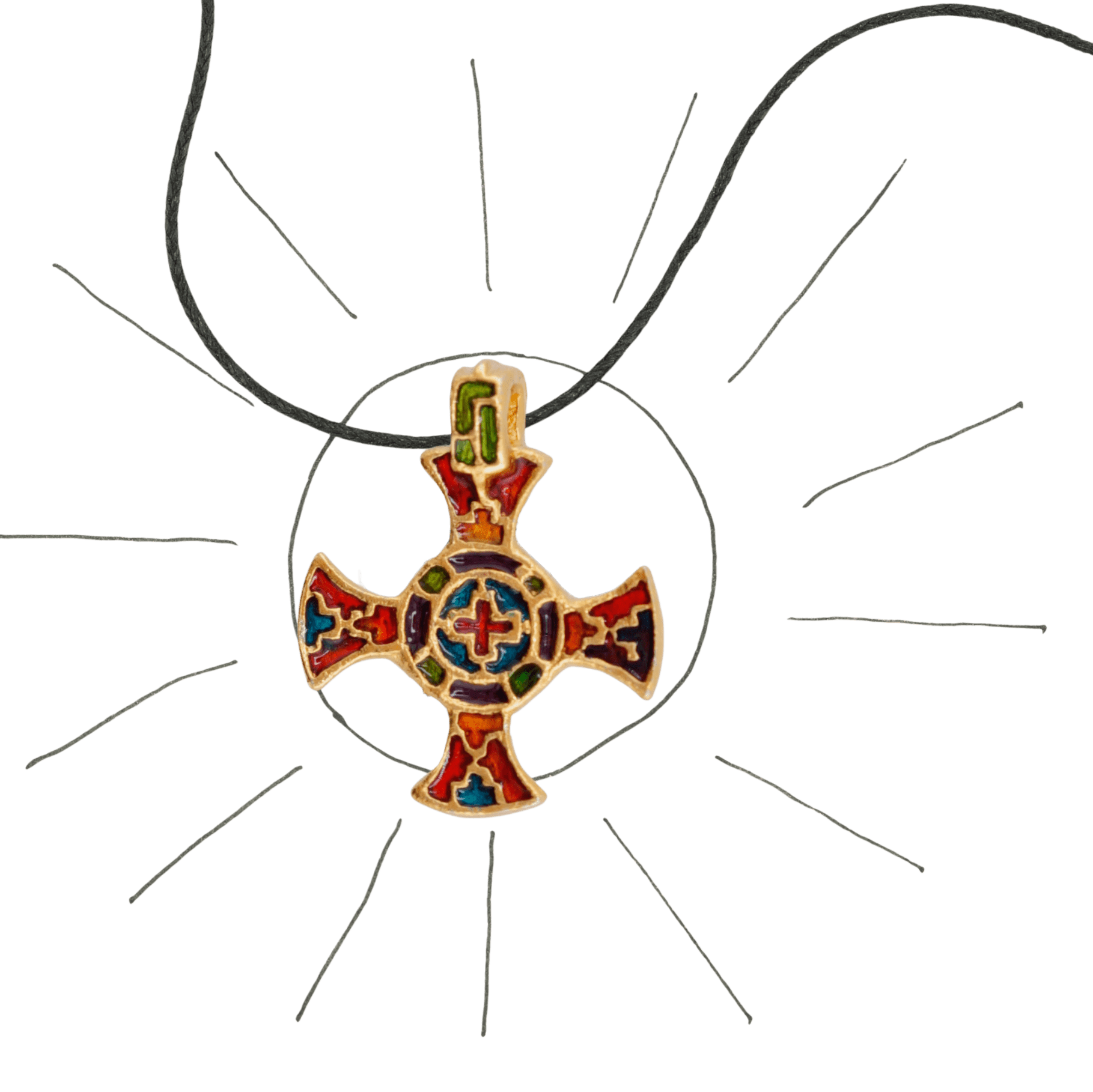 Нательный крестик "Свет миру" - Золочение с эмалью