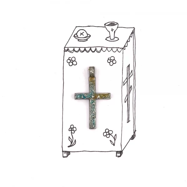 Нательный крестик "Царский Престол" - Эмаль