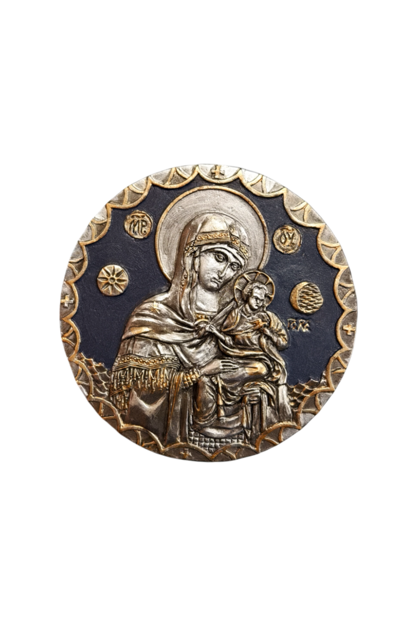 Плакетка "Коневская икона Божией Матери" - Чернение с фоном