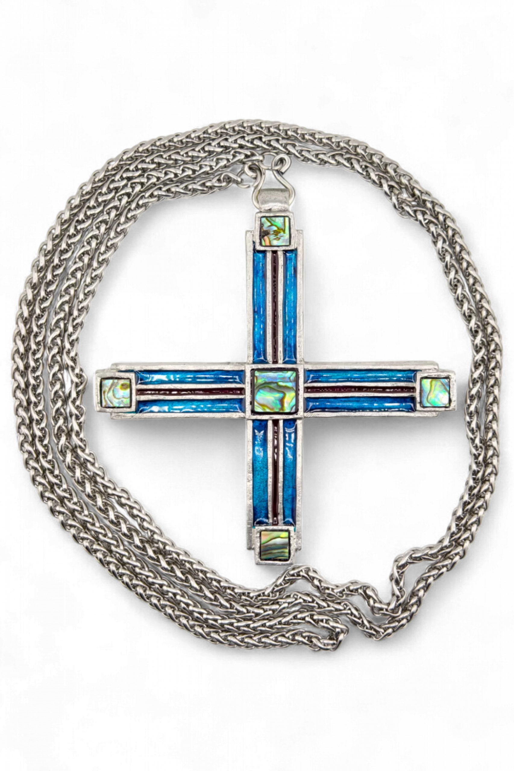 Крест священника "Прямые связи" - Эмаль и п/д камни