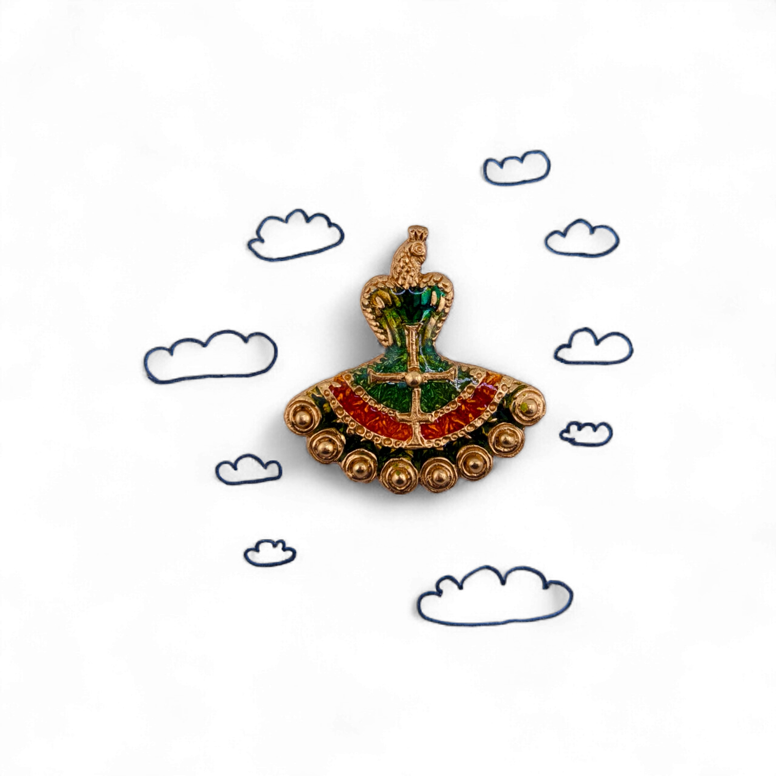 Медальон "Птица счастья" - Золочение и Эмаль