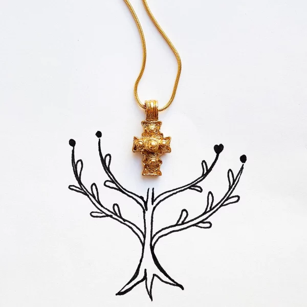 Нательный крестик "Древо Жизни" - Золочение