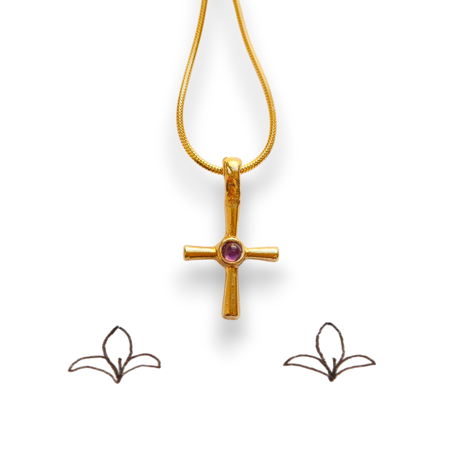 Нательный крестик "Чистота" - Золочение и Полудрагоценные камни Нательный крестик "Чистота" - Золочение и Полудрагоценные камни